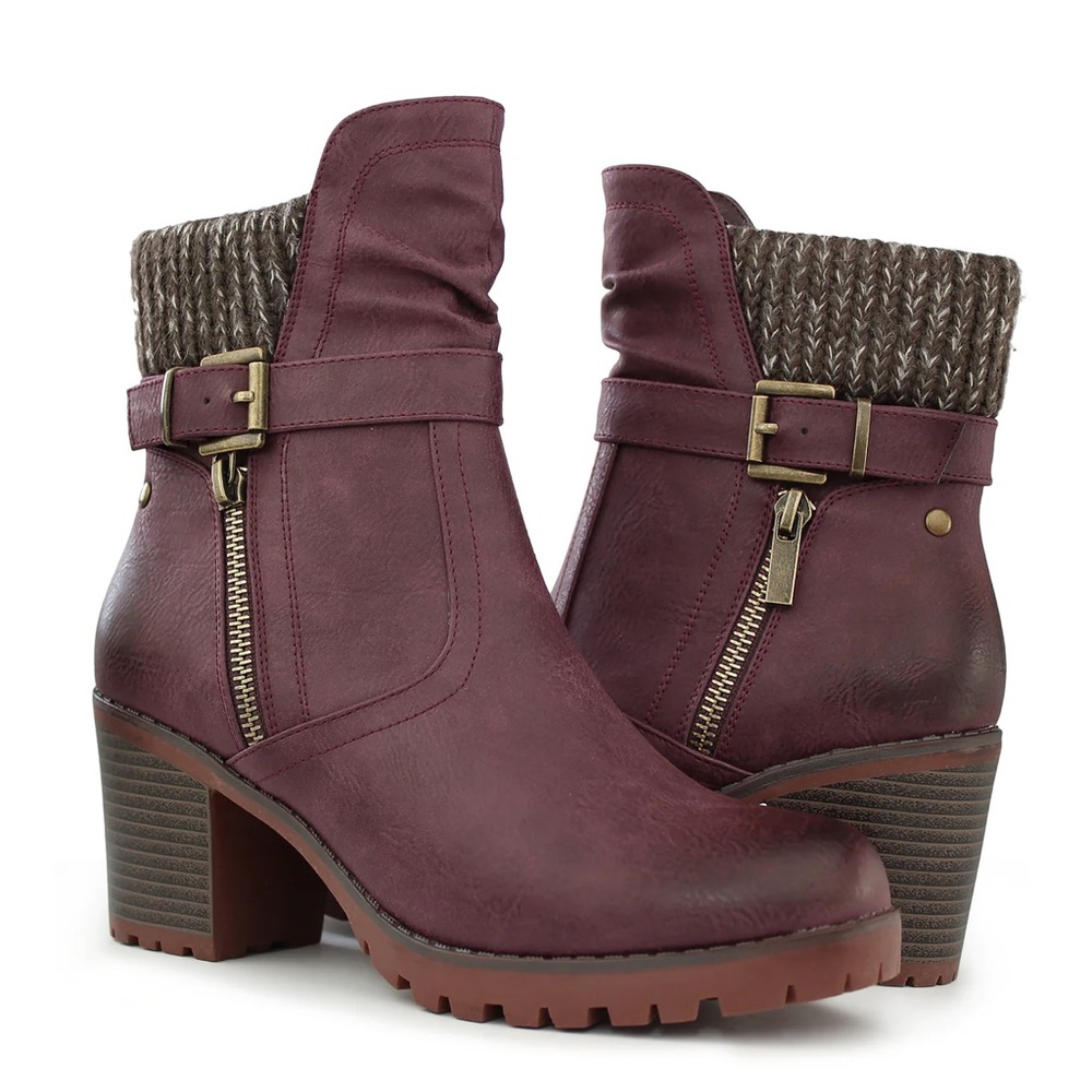 Hawkwell Women’s Burgundy Chunky Heel Ankle Booties! Size 9 1/2